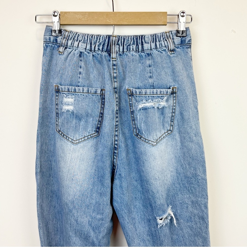Kittenish Distressed Raw Hem Elastic Waist Jeans Size Small - Picture 3 of 8